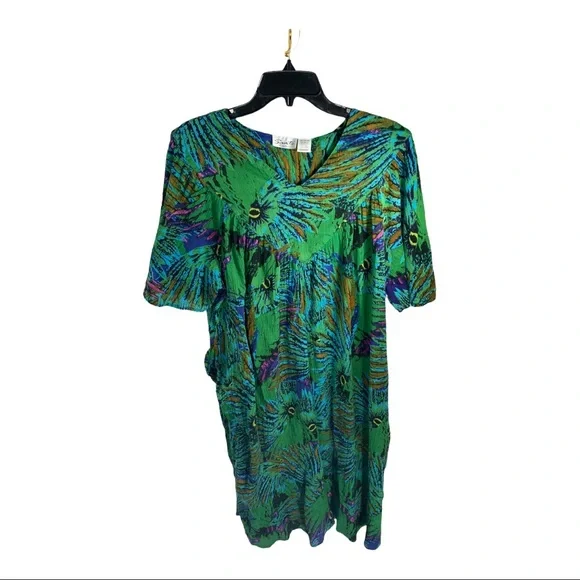 Sant Classics Dresses | Sant Classics Peacock Print Patio Dress | Color: Green | Size: One Size | Bluegrasspickin's Closet
